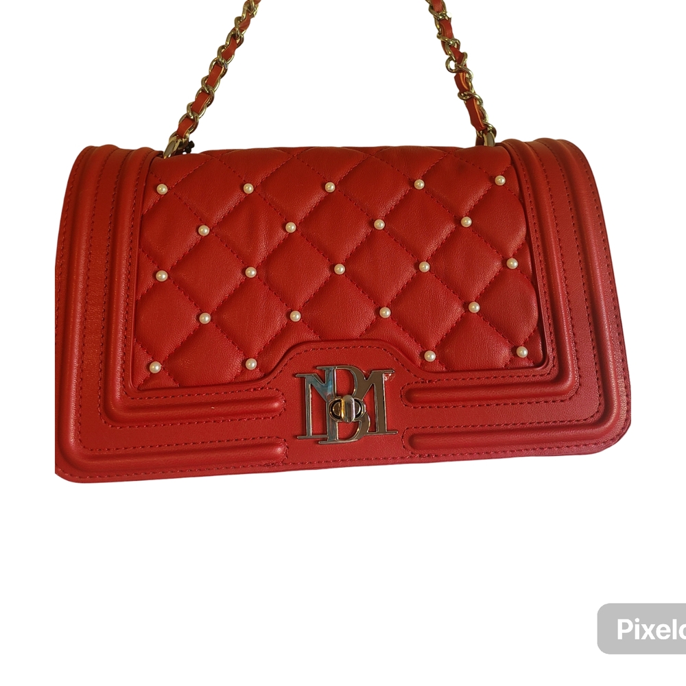 NWT Quilted Badgley Mischka Red Shoulder Bag